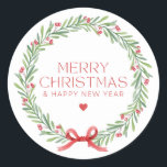 Classic Elegant Stylish Modern Merry Christmas. Classic Round Sticker<br><div class="desc">Customised Classic Elegant Stylish Modern monogram minimal Merry Christmas sticker.</div>