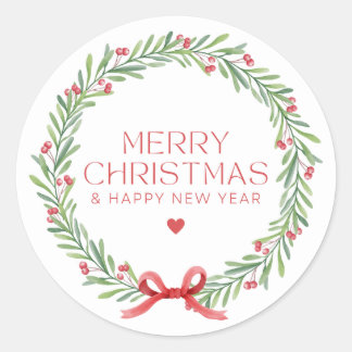 Classic Elegant Stylish Modern Merry Christmas. Round Sticker