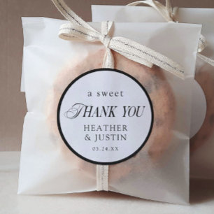 Classic Elegant Sweet Thank You Wedding Favor Round Sticker