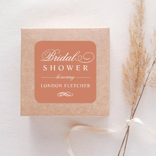 Classic Elegant Terracotta Bridal Shower Square Sticker