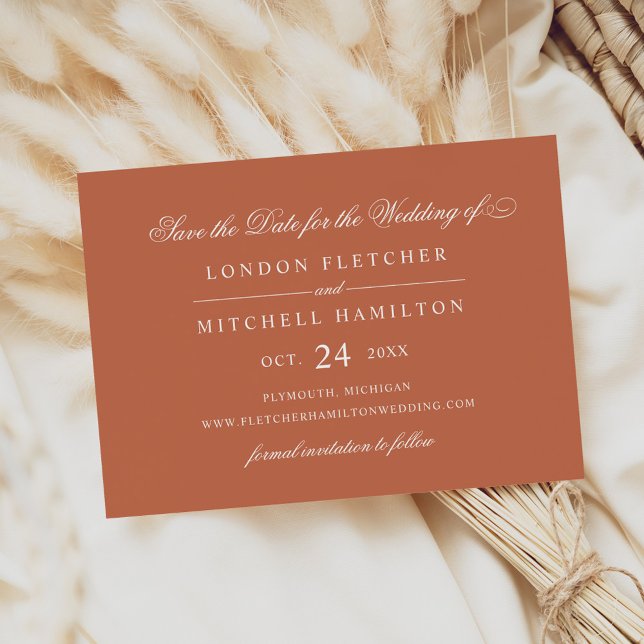 Classic Elegant Terracotta Orange Wedding Save The Date (Creator Uploaded)