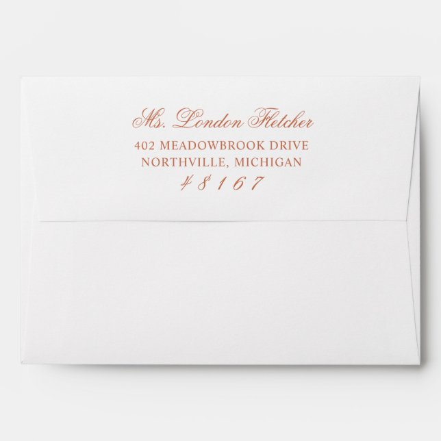 Classic Elegant Terracotta Wedding Envelope (Back (Top Flap))