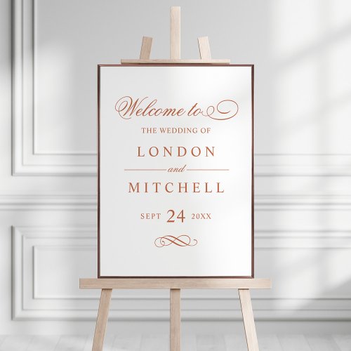 Classic Elegant Terracotta Wedding Welcome Poster