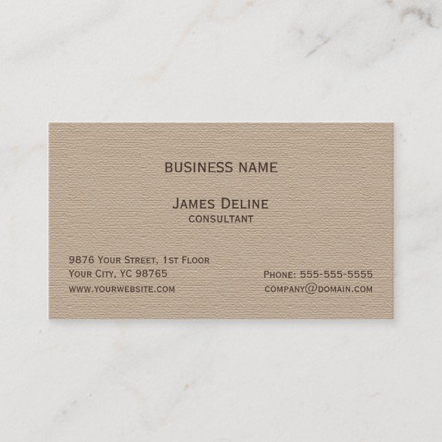Classic Elegant Textured Brown Consultant Business Card (Front)