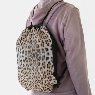 Classic elegant timeless leopard cheetah fur print drawstring bag