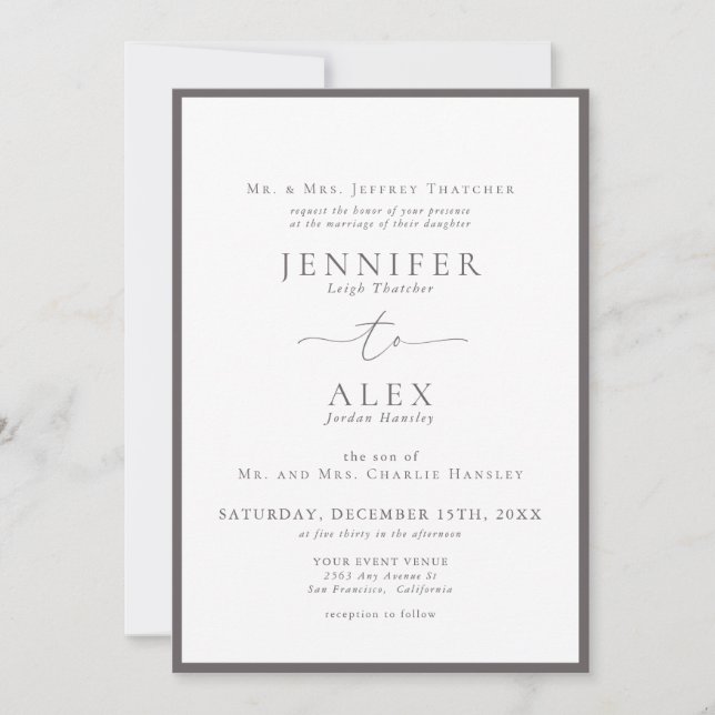 Classic Elegant Traditional Wedding Invitation (Front)