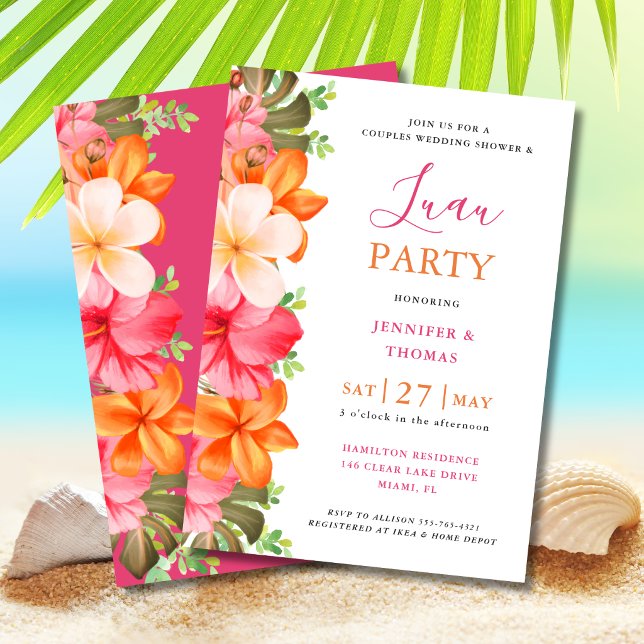 Classic Elegant Tropical Couples Bridal Shower Invitation (Creator Uploaded)