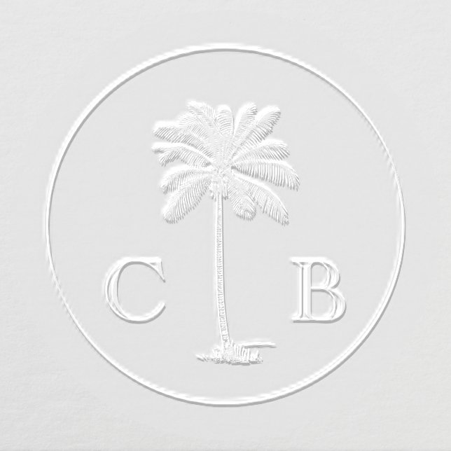 Classic Elegant Tropical Palms Wedding Monograms Embosser (Design)