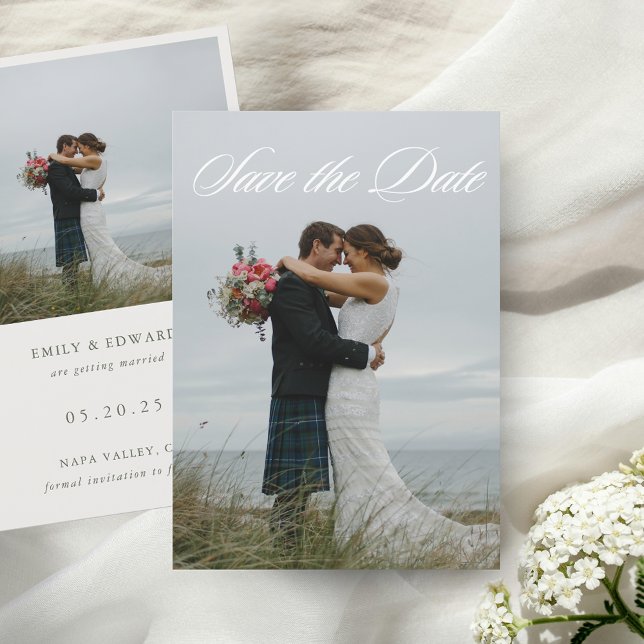 Classic Elegant Two Photo Wedding Save the Date (Creator Uploaded)