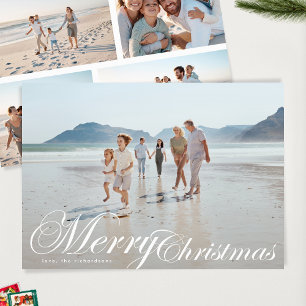 Classic Elegant Typography 5 Photo Merry Christmas Holiday Card