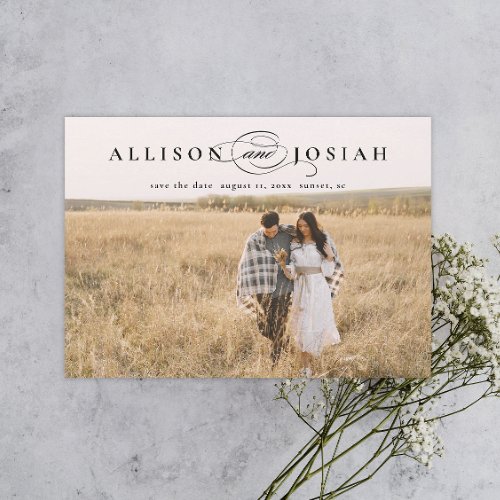Classic Elegant Typography Names Photo Wedding Save The Date