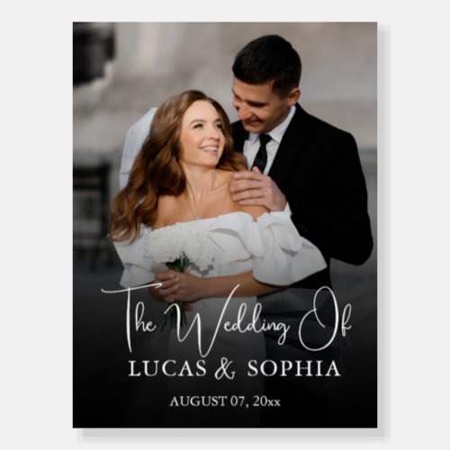 Classic Elegant Typography Photo Wedding Welcome  Foam Board