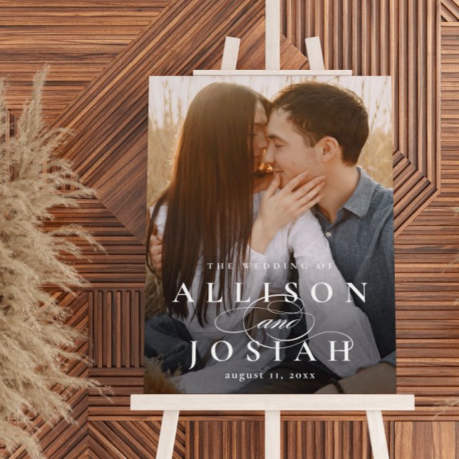 Classic Elegant Typography Photo Wedding Welcome Foam Board (Creator Uploaded)