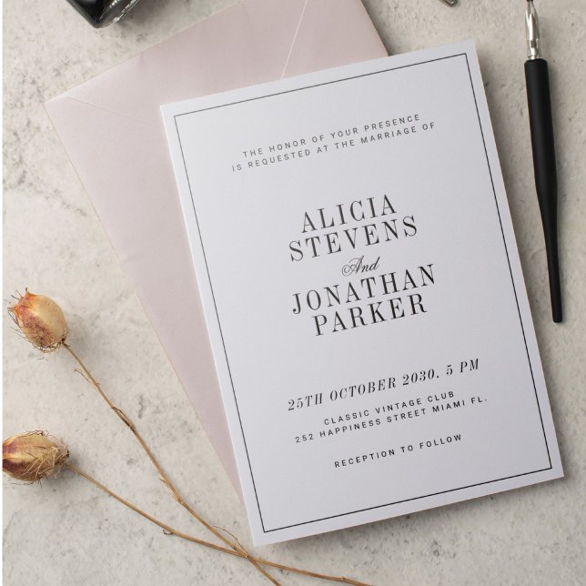 Classic elegant typography wedding inivtation letterpress photo cards (Creator Uploaded)