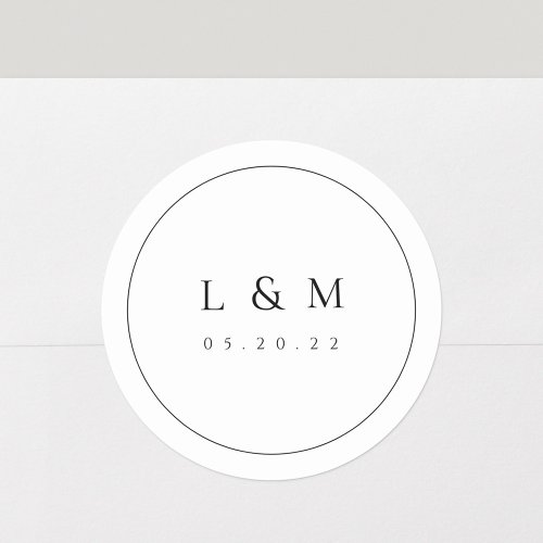 Classic Elegant Typography Wedding Monogram Classic Round Sticker