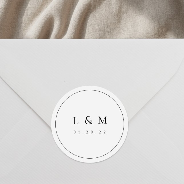 Classic Elegant Typography Wedding Monogram Round Sticker (Creator Uploaded)