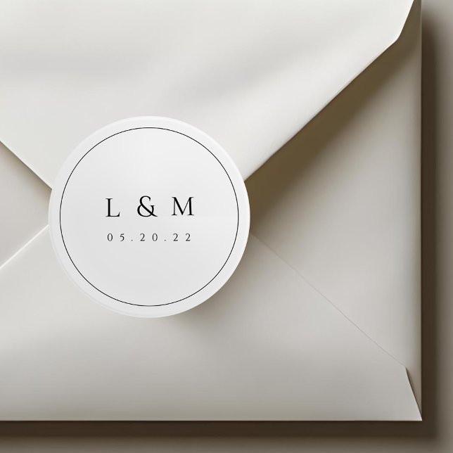 Classic Elegant Typography Wedding Monogram Round Sticker (Creator Uploaded)