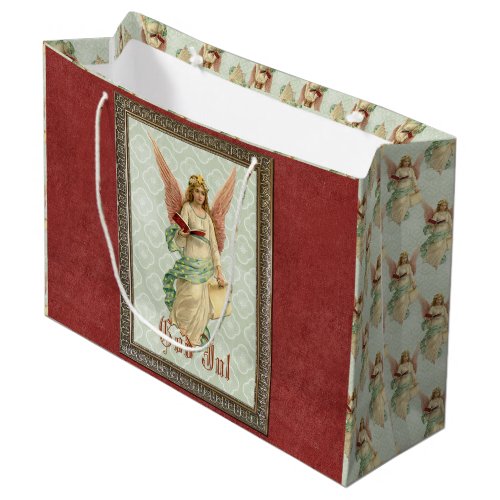 Classic Elegant Victorian Vintage Christmas Angel Large Gift Bag