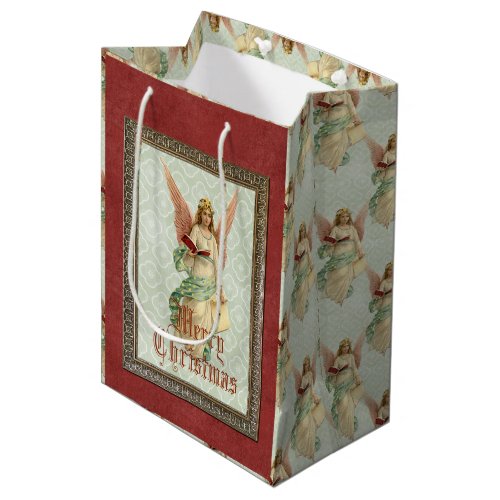 Classic Elegant Victorian Vintage Christmas Angel Medium Gift Bag