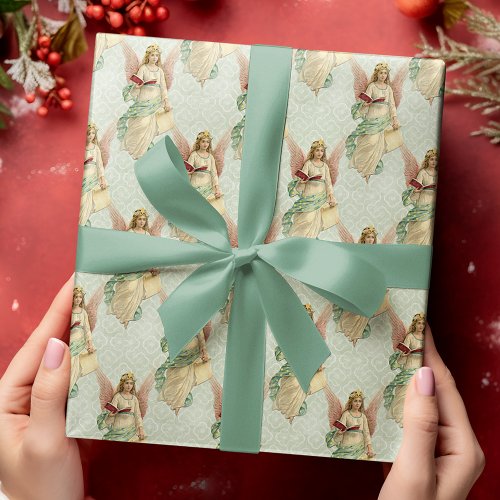 Classic Elegant Victorian Vintage Christmas Angels Wrapping Paper