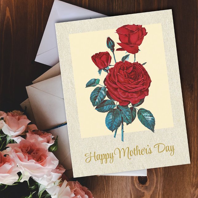 Classic Elegant Vintage Red Roses Mother's Day Postcard (Creator Uploaded)