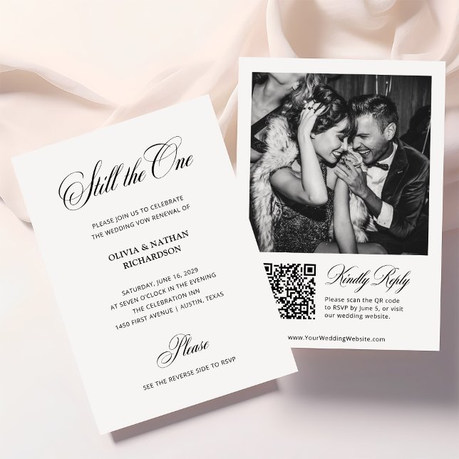 Classic Elegant Vow Renewal | Photo QR Code RSVP Invitation (Creator Uploaded)