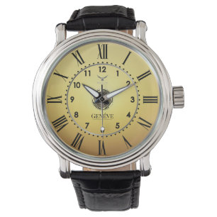 Classic Elegant Warm Gold Tone Roman Numeral Men's Watch