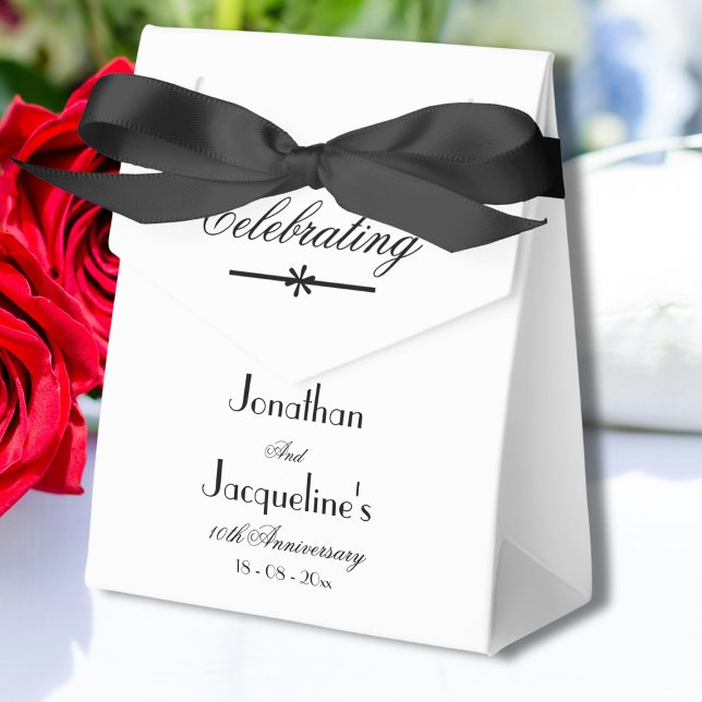 Classic Elegant Wedding Anniversary Custom White Favor Boxes (For a Classic Elegant Wedding Anniversary - Personalized White and Black Favor Box.)