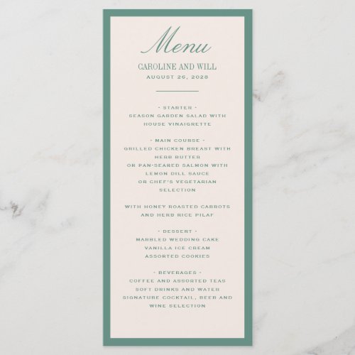 Classic Elegant Wedding Ceremony or Reception  Menu