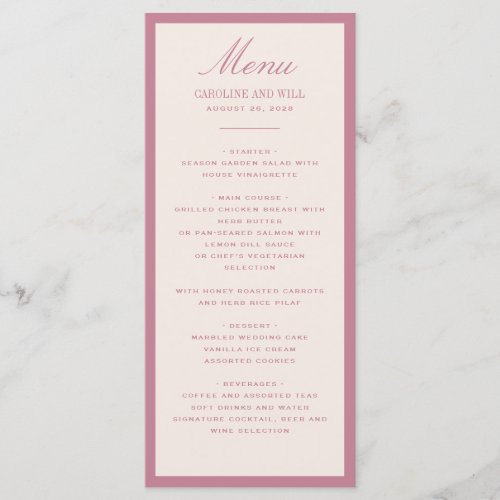 Classic Elegant Wedding Ceremony or Reception  Menu