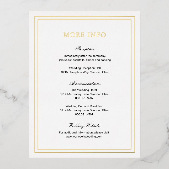 Classic Elegant Wedding Enclosure Card (Front)