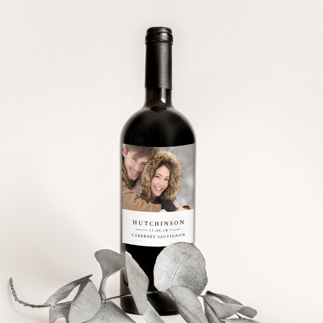 Classic Elegant Wedding Favor Photo Wine Labels (Creator Uploaded)