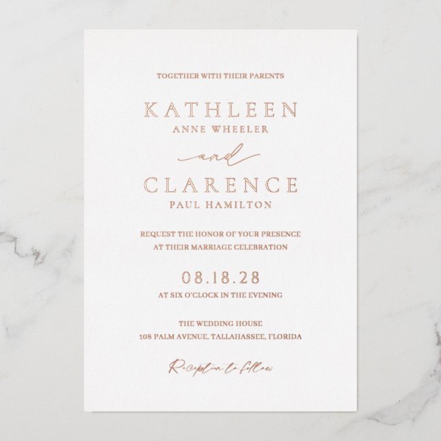 Classic Elegant Wedding Foil Invitation (Front)