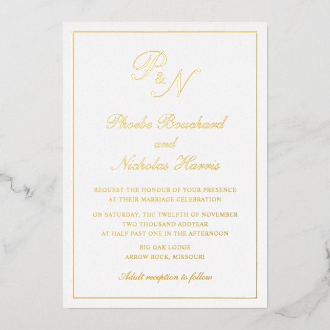 Classic Elegant Wedding Foil Invitation (Front)
