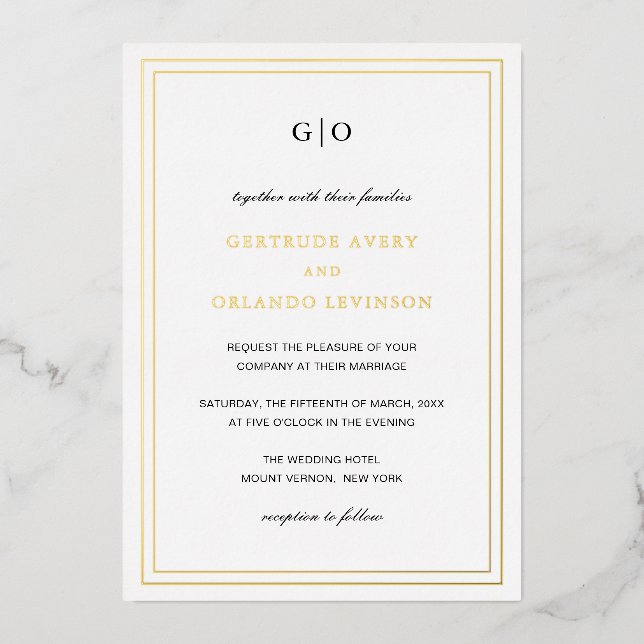 Classic Elegant Wedding Foil Invitation (Front)