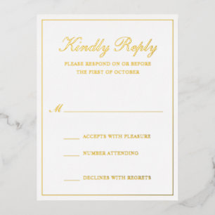 Classic Elegant Wedding Foil RSVP Card