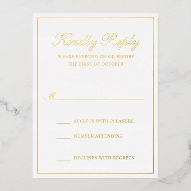 Classic Elegant Wedding Foil RSVP Card (Front)