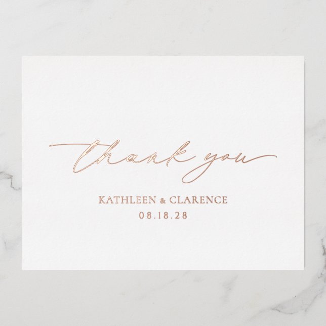 Classic Elegant Wedding Foil Thank You Card (Front)