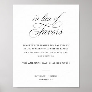 Classic Elegant Wedding In Lieu Of Favors Sign