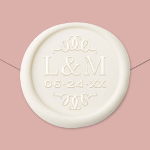 Classic Elegant Wedding Initials Monogram Wax Seal Sticker