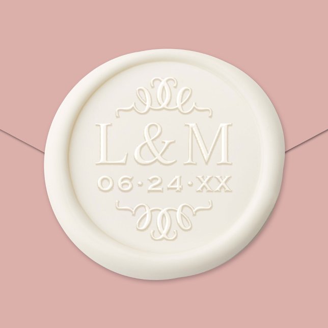 Classic Elegant Wedding Initials Monogram Wax Seal Sticker (Creator Uploaded)