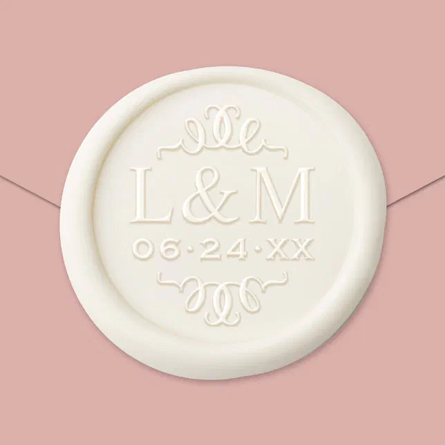 Classic Elegant Wedding Initials Monogram Wax Seal Sticker | Zazzle