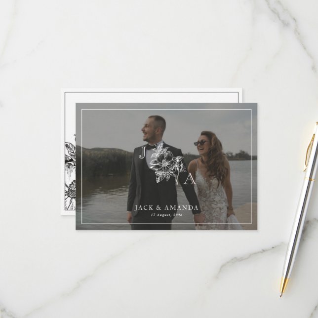 Classic Elegant Wedding Invitation RSVP Cards (Front/Back In Situ)
