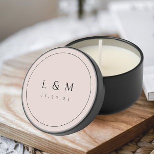 Classic Elegant Wedding Monogram Dusty Pink Mini Candle Favors
