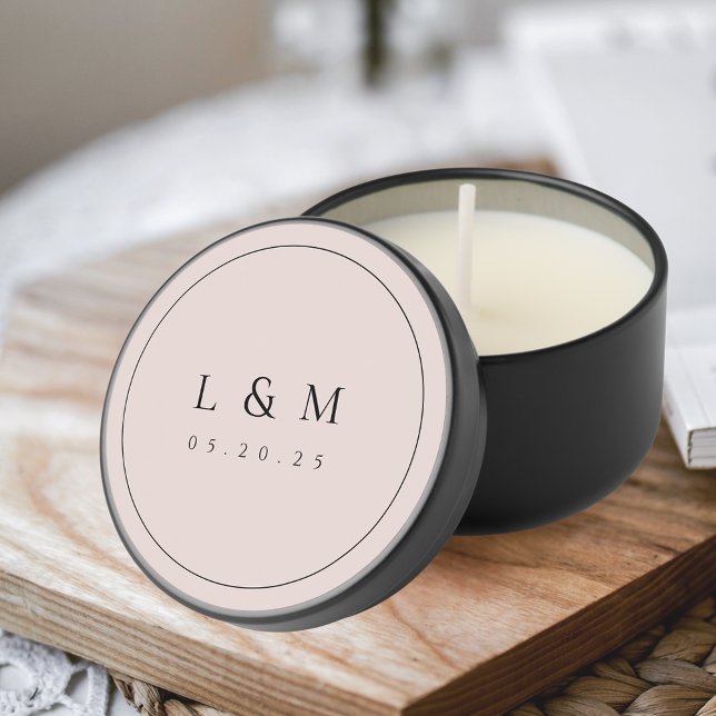 Classic Elegant Wedding Monogram Dusty Pink Mini Candle Favors (Creator Uploaded)