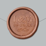 Classic Elegant Wedding Monogram Wax Seal Sticker<br><div class="desc">Custom wax seal sticker design for wedding invitation envelopes features simple beautiful typography with classic block lettering. The custom monogram text can be personalized with the bride and groom first name initials and wedding date. Design is accented with a decorative scroll.</div>