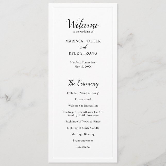 Classic Elegant Wedding Program (Front)