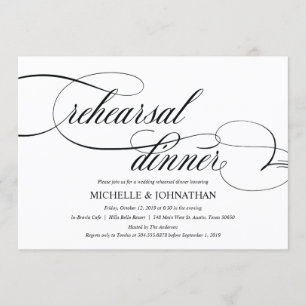 Classic Elegant Wedding Rehearsal Dinner Invites