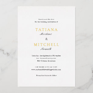 Classic Elegant Wedding Save the Date Foil Invitation