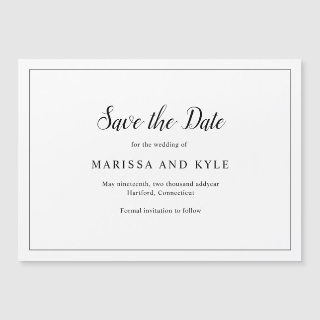 Classic Elegant Wedding Save the Date Magnetic Invitation (Front)